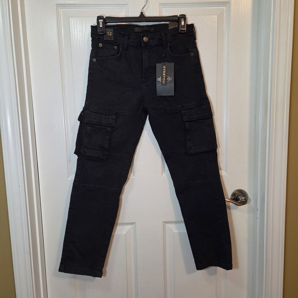 GS-115 Black Cargo Skinny Jeans Boy's Size 12 NWT